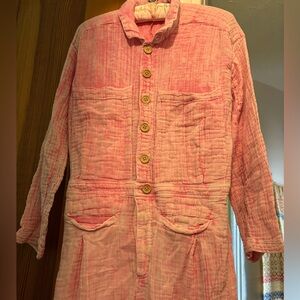 Free People Madrid soft cotton pink romper jumpsuit jumper coveralls size small